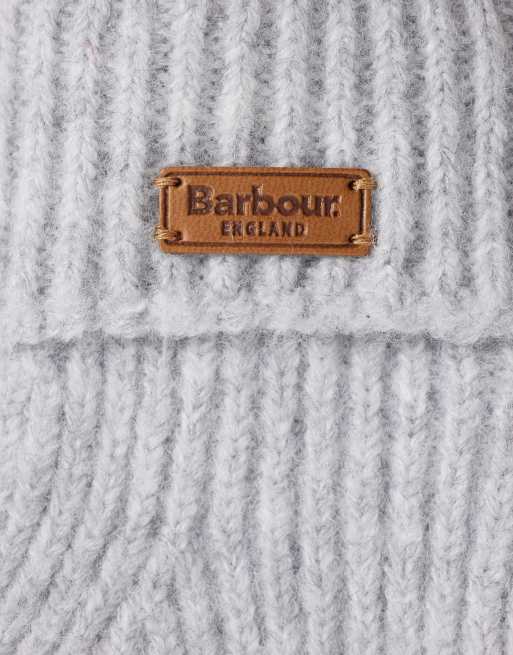 Barbour Pendle rib knit gloves in light grey, 2 of 3