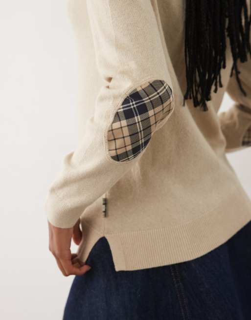 Barbour Pendle roll neck collar knitted jumper in beige, 4 of 4