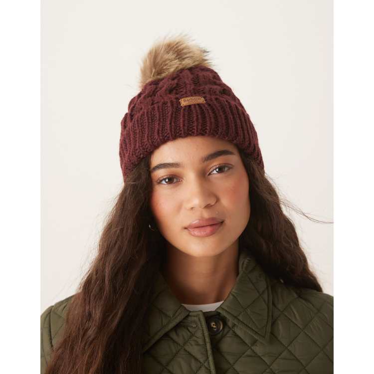 Barbour Penshaw beanie hat in bordeaux burgundy | ASOS