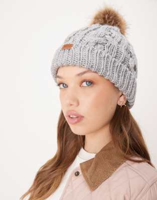 Barbour Penshaw beanie hat in grey marl