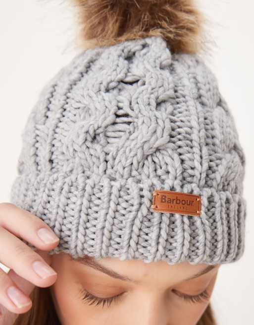Barbour Penshaw beanie hat in grey marl ASOS