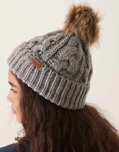 Barbour Penshaw beanie hat in grey - view 1