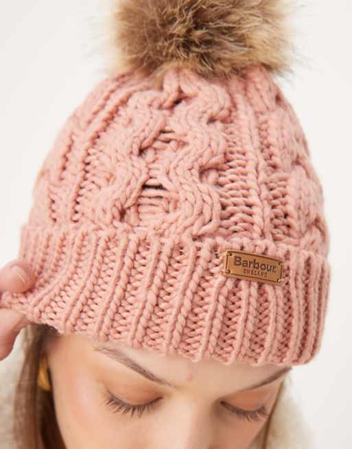 Barbour Penshaw beanie hat in pink ASOS