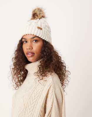 Barbour Penshaw beanie hat in white