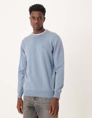 Barbour Pima cotton crew neck sweater in bluestone | ASOS