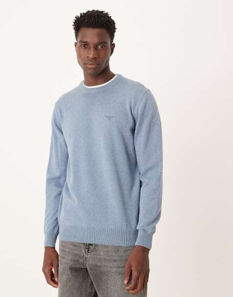 Barbour pima cotton crew neck sweater in bluestone - view 1