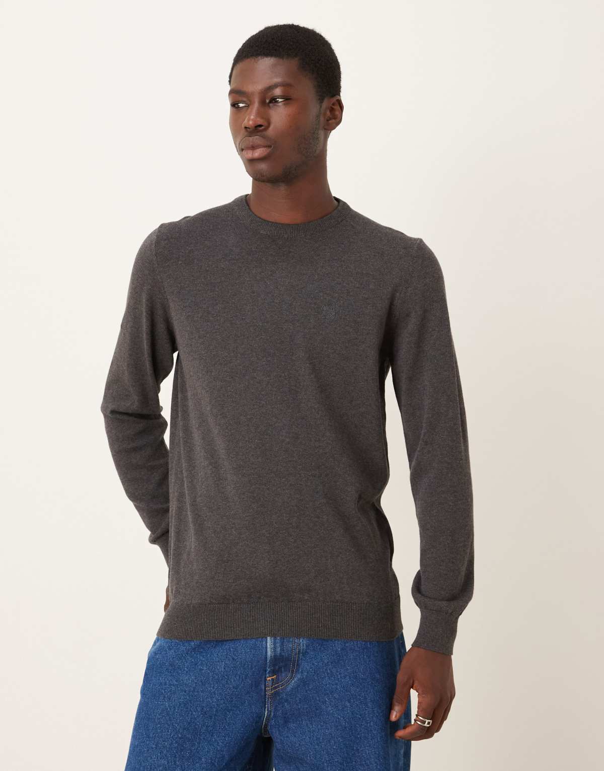 Barbour Pima cotton crew neck sweater in charcoal - CHARCOAL