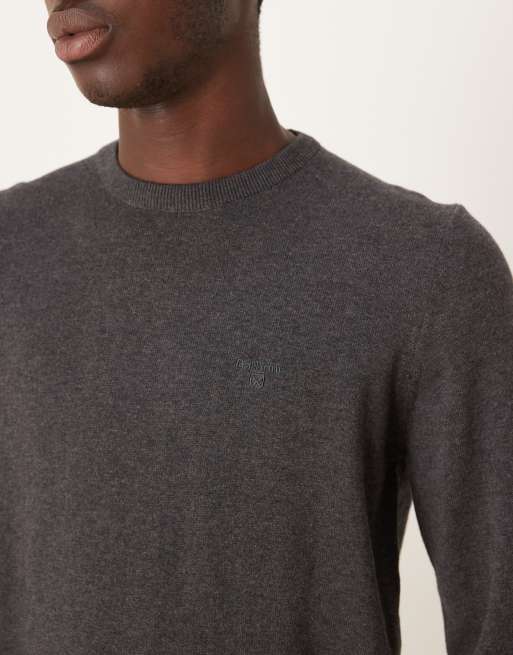 Barbour Pima cotton crew neck sweater in charcoal - CHARCOAL, 5 of 5