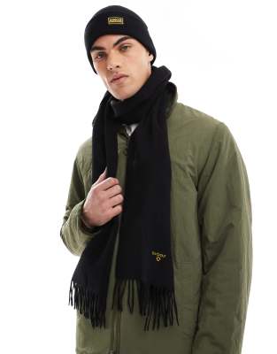 Barbour plain lambswool scarf in black