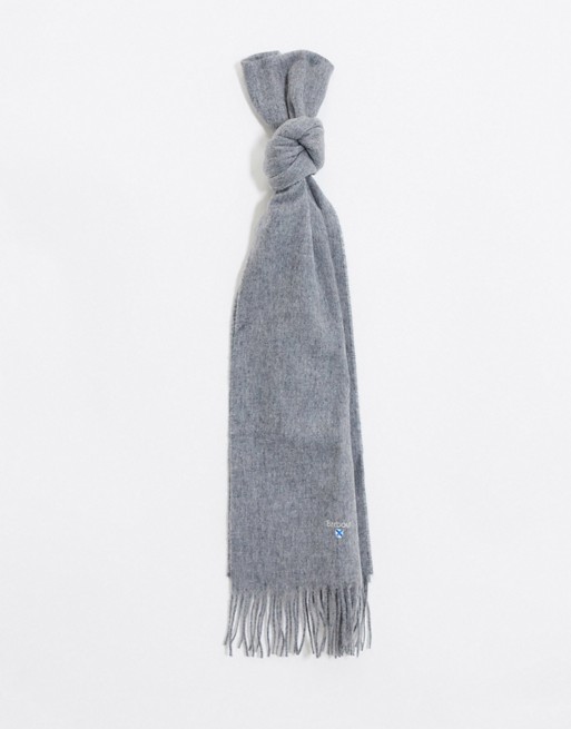 Barbour plain lambswool scarf in grey