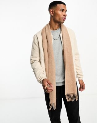Barbour plain lambswool scarf in light brown
