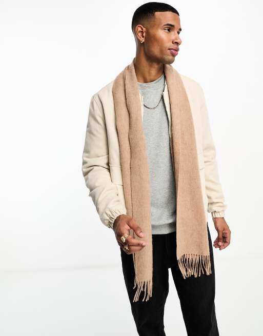 Barbour plain lambswool scarf in light brown | ASOS