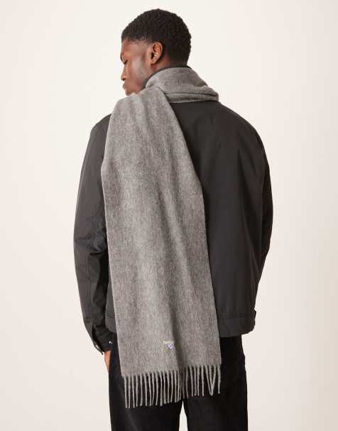 Barbour plain lambswool scarf in light grey marl - view 1