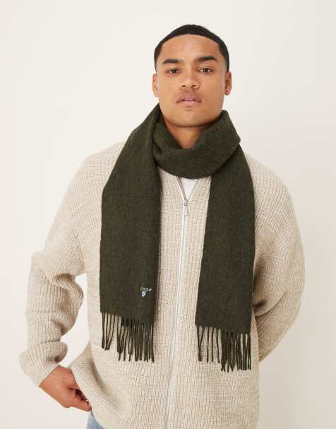 Barbour plain lambswool scarf in seaweed - view 1