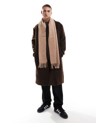 Barbour plain lambswool scarf in stone-Brown