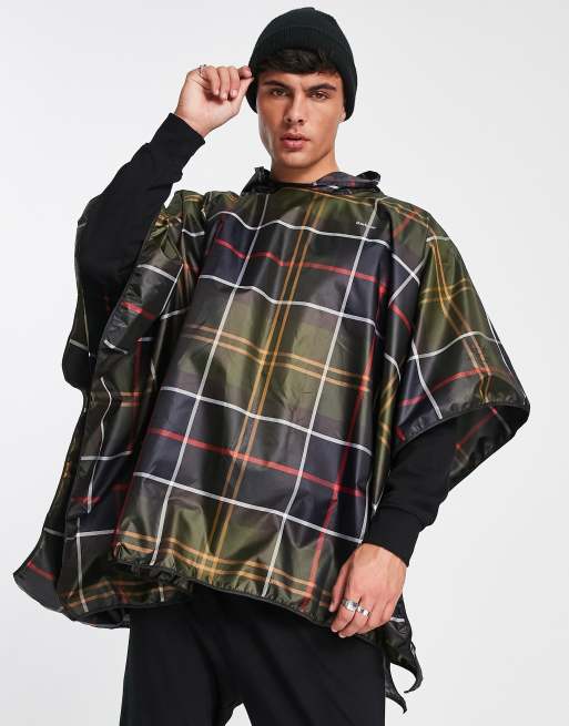 Barbour - Poncho impermeabile ripiegabile a quadri scozzesi multicolore