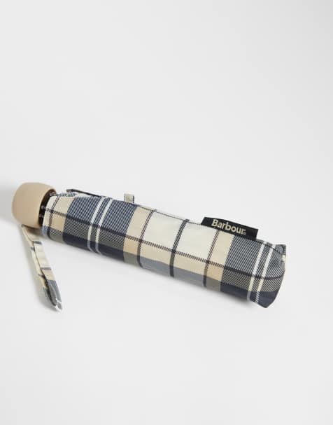 Barbour Portree tartan check umbrella in green/white - view 1