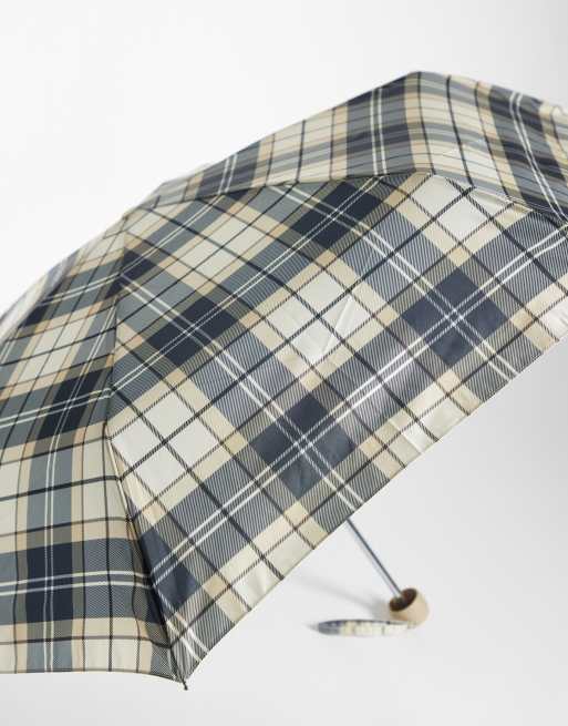 Barbour Portree tartan check umbrella in green/white, 3 of 3