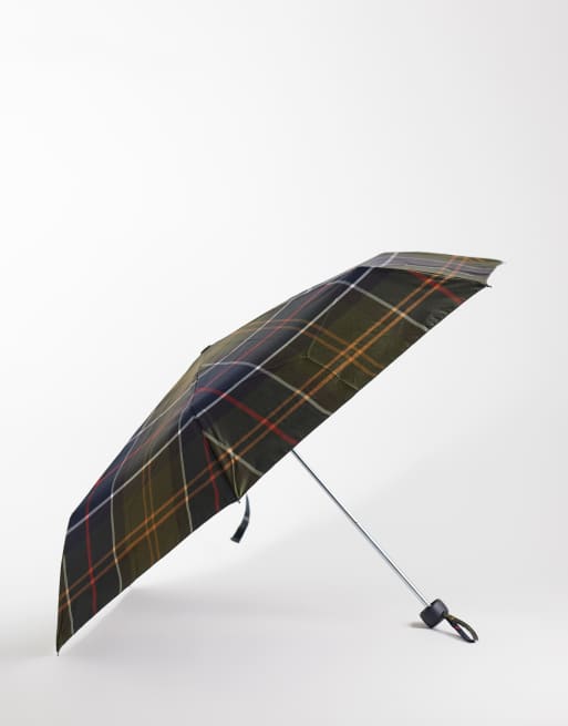 Barbour Portree tartan check umbrella in green, 3 of 3