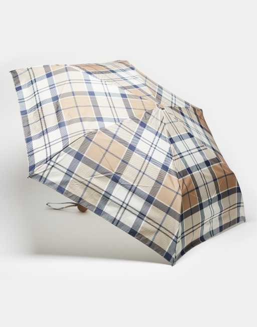 Barbour Portree umbrella in hessian navy tartan - NAVY