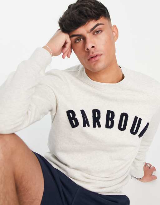 Barbour prep logo crew neck sweatshirt in ecru