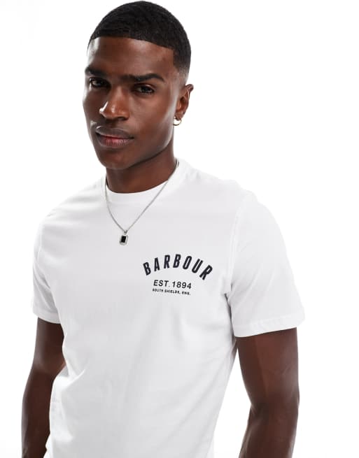 Barbour preppy t shirt in white, 3 of 4
