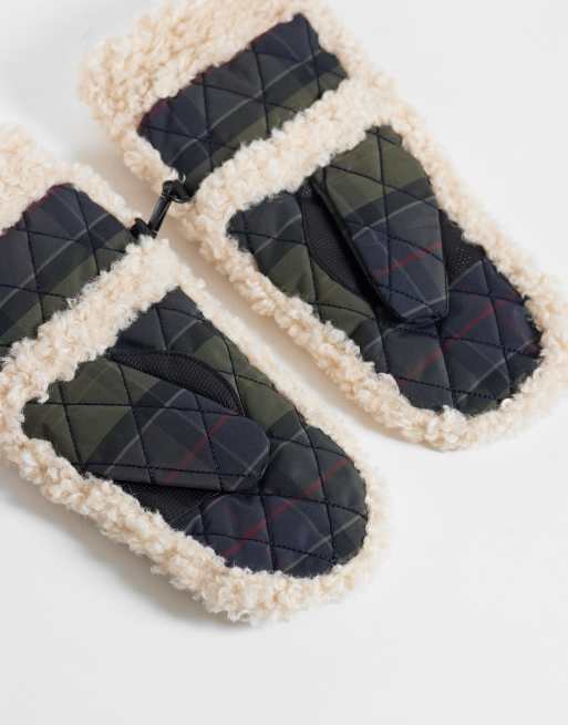 Barbour Primrose waterproof mittens with faux fur trim in black, 3 of 3