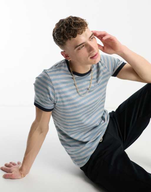 Barbour Quay stripe t-shirt in grey/blue