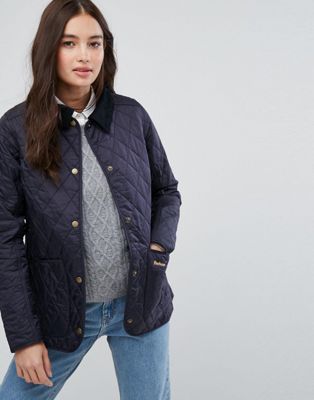 barbour quilted jacket with cord collar