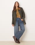 [Barbour] Barbour Raelynn wax jacket in olive and ancient tartan-Green 14 Olive