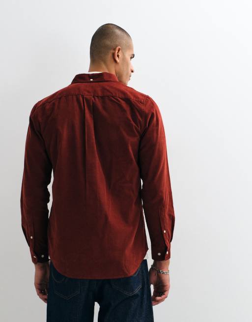 Barbour Ramsey long sleeve tailored cord shirt in red, 3 of 5