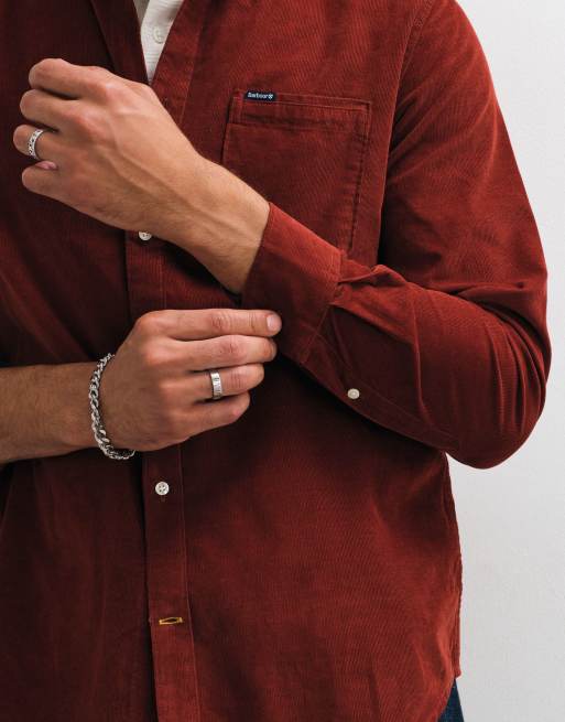 Barbour Ramsey long sleeve tailored cord shirt in red, 4 of 5