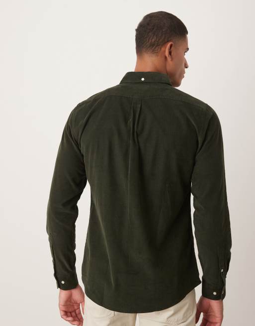 Barbour Ramsey tailored cord shirt in dark green, 3 of 5