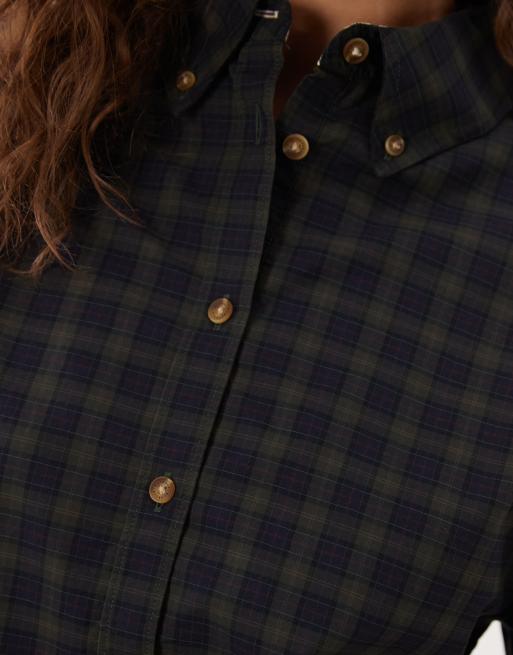 Barbour Ravenshill long sleeve tartan check shirt in navy/green, 2 of 4