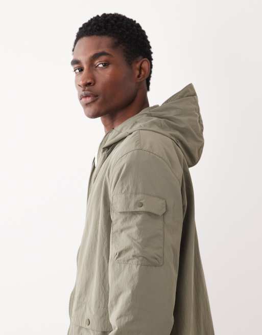 Barbour Re-engineered Argyll showerproof hooded jacket in olive green, 4 of 5