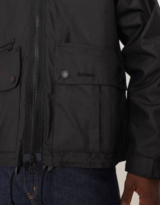 Barbour Re-engineered Bardon spey wax jacket in black - BLACK, 5 of 5