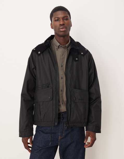 Barbour Re-engineered Bardon spey wax jacket in black  - view 1