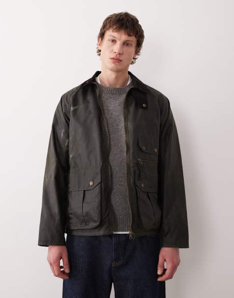 Barbour Re-engineered Blackett Spey wax jacket in dark olive - view 1