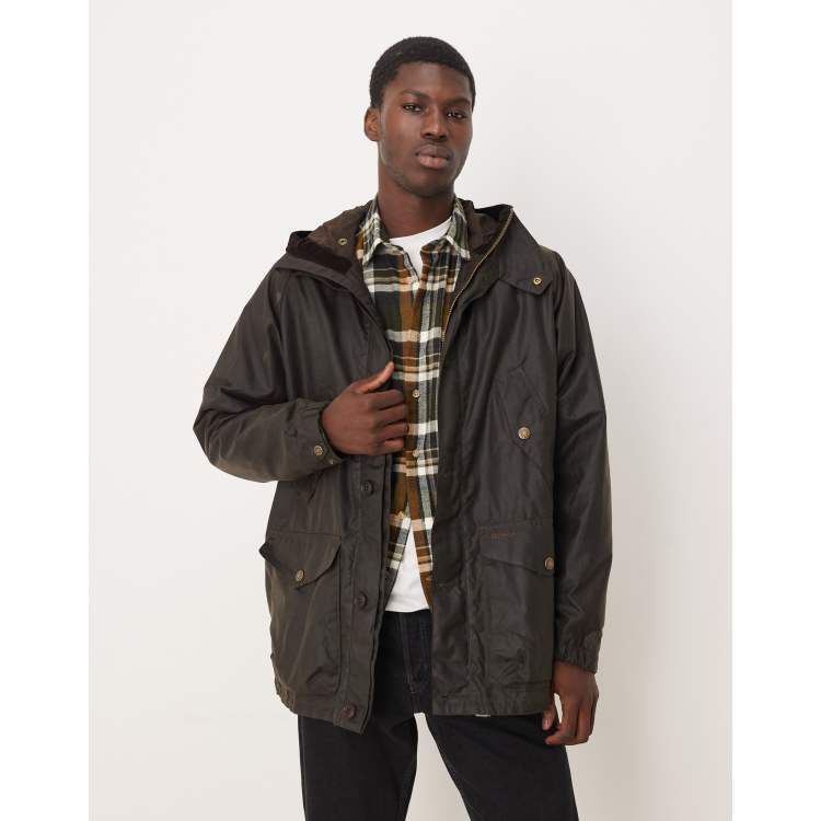 Barbour Re-engineered Endurance mountain wax parka in olive green