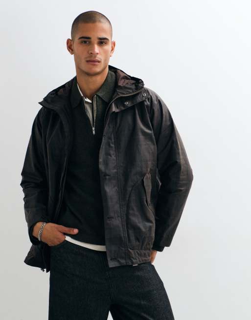 Barbour Re-engineered Keiss tartan check wax parka jacket in green, 2 of 5