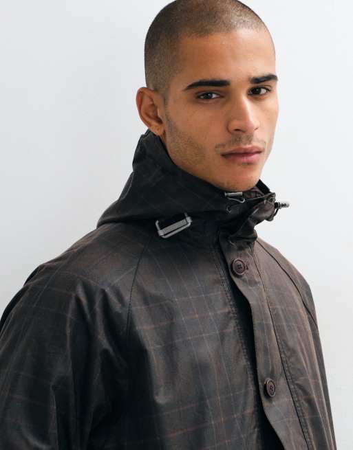 Barbour Re-engineered Keiss tartan check wax parka jacket in green, 3 of 5