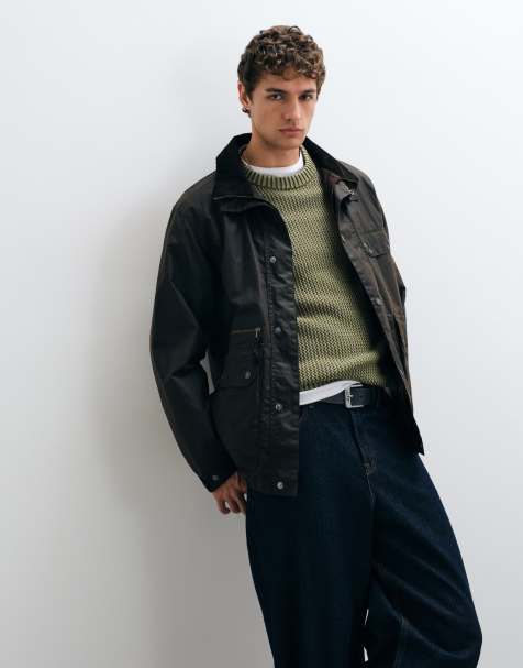 Barbour Re-engineered Sordale funnel neck wax jacket in dark brown - view 1