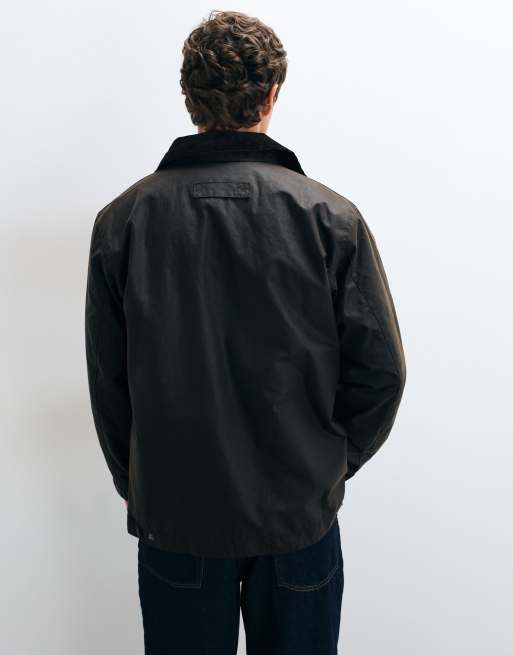Barbour Re-engineered Sordale funnel neck wax jacket in dark brown, 5 of 5