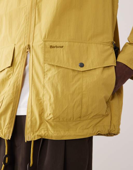 Barbour Re-engineered Wading hooded toggle jacket in golden yellow, 5 of 5