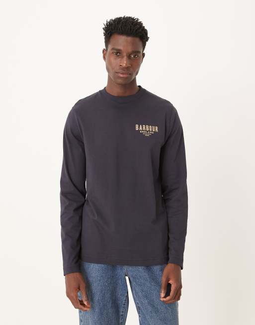 Barbour Redford long sleeve relaxed t-shirt in dark navy, 3 of 5