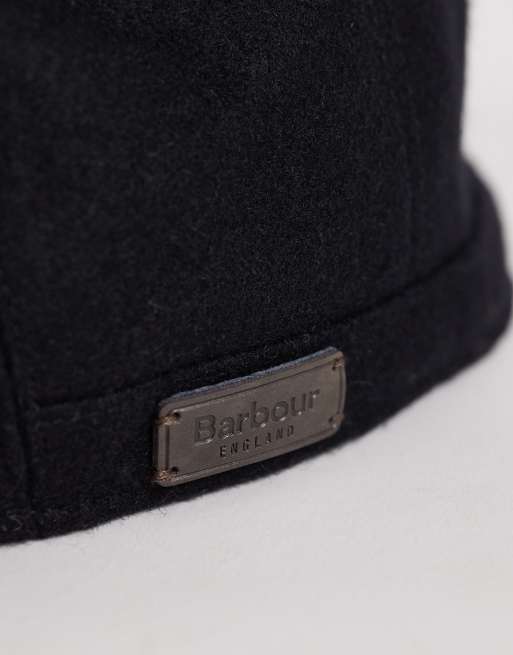 Barbour Redshaw wool blend water resistant flat cap in black, 2 of 3
