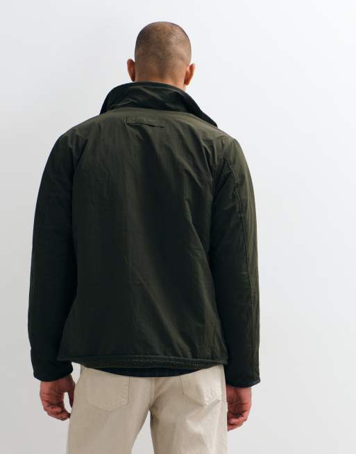 Barbour reversible zip through fleece jacket in sage green, 3 of 5