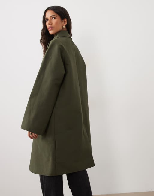 Barbour Ria showerproof button through trench coat in olive green, 4 of 4
