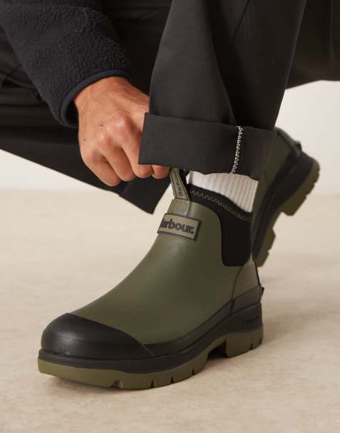 Barbour Ridge short welly in uniform green - view 1