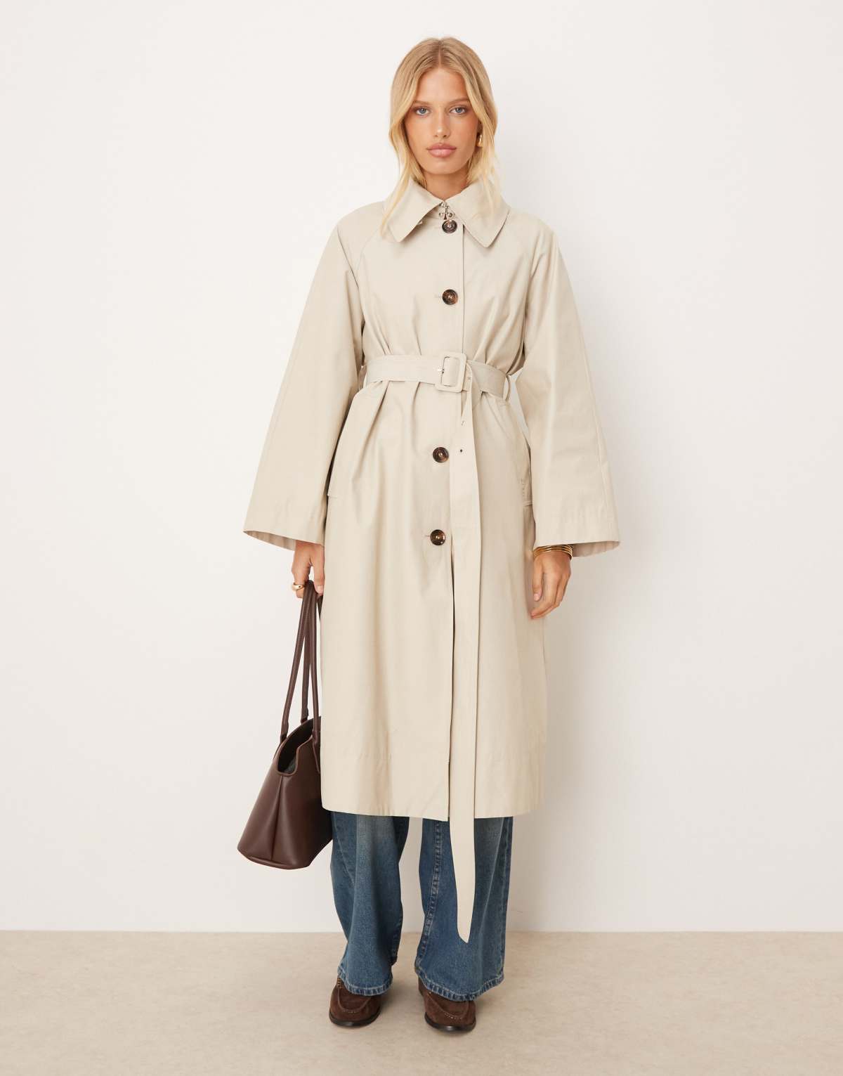 Barbour Robyn trench showerproof in mist/hessian tartan - CREAM